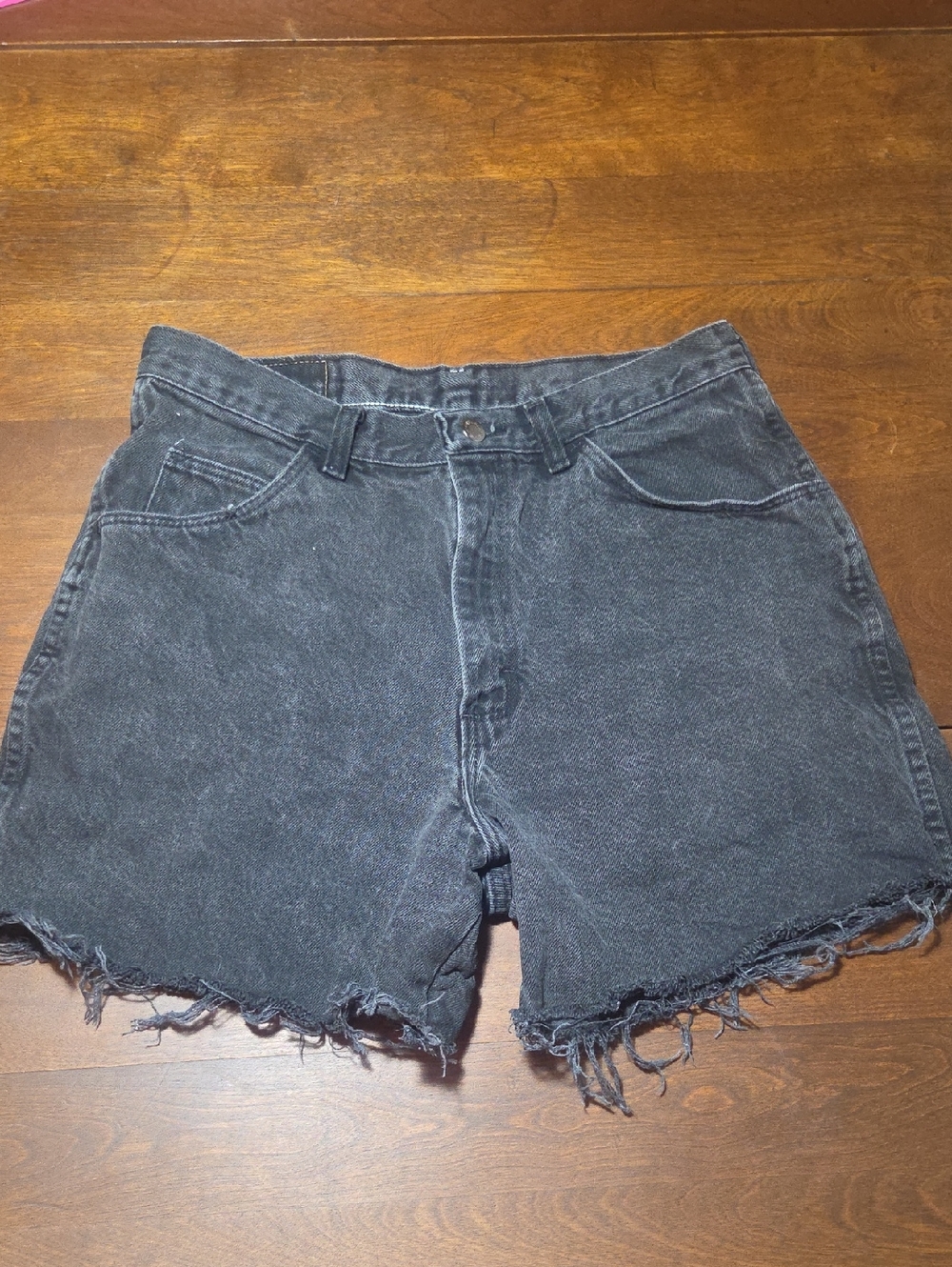 Wrangler Black Frayed Hem Denim Shorts Size 30 Distressed Read Discription